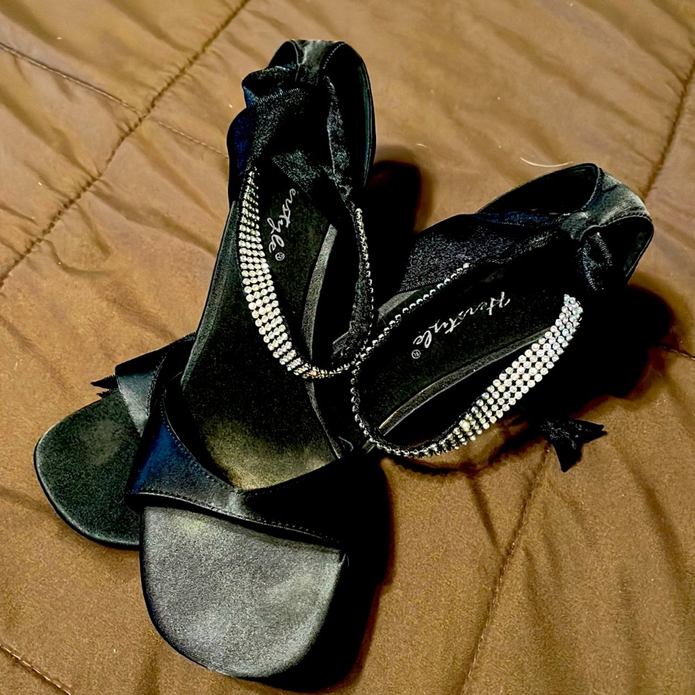 Black strap and sparkly heels